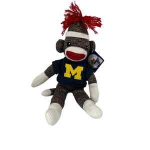 MICHIGAN 8" Socks Monkey Plush Toy Mascot Red Yarn Hat Stuffed Animal Toy